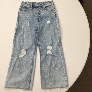 SO High Rise Distressed Wide Leg Jeans